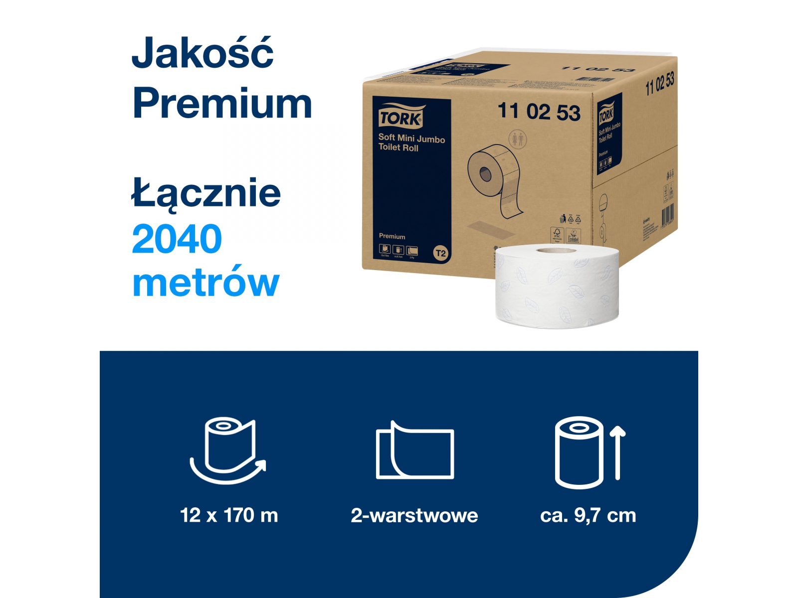 Papier toaletowy Tork 110253 Jumbo T2 Premium x12